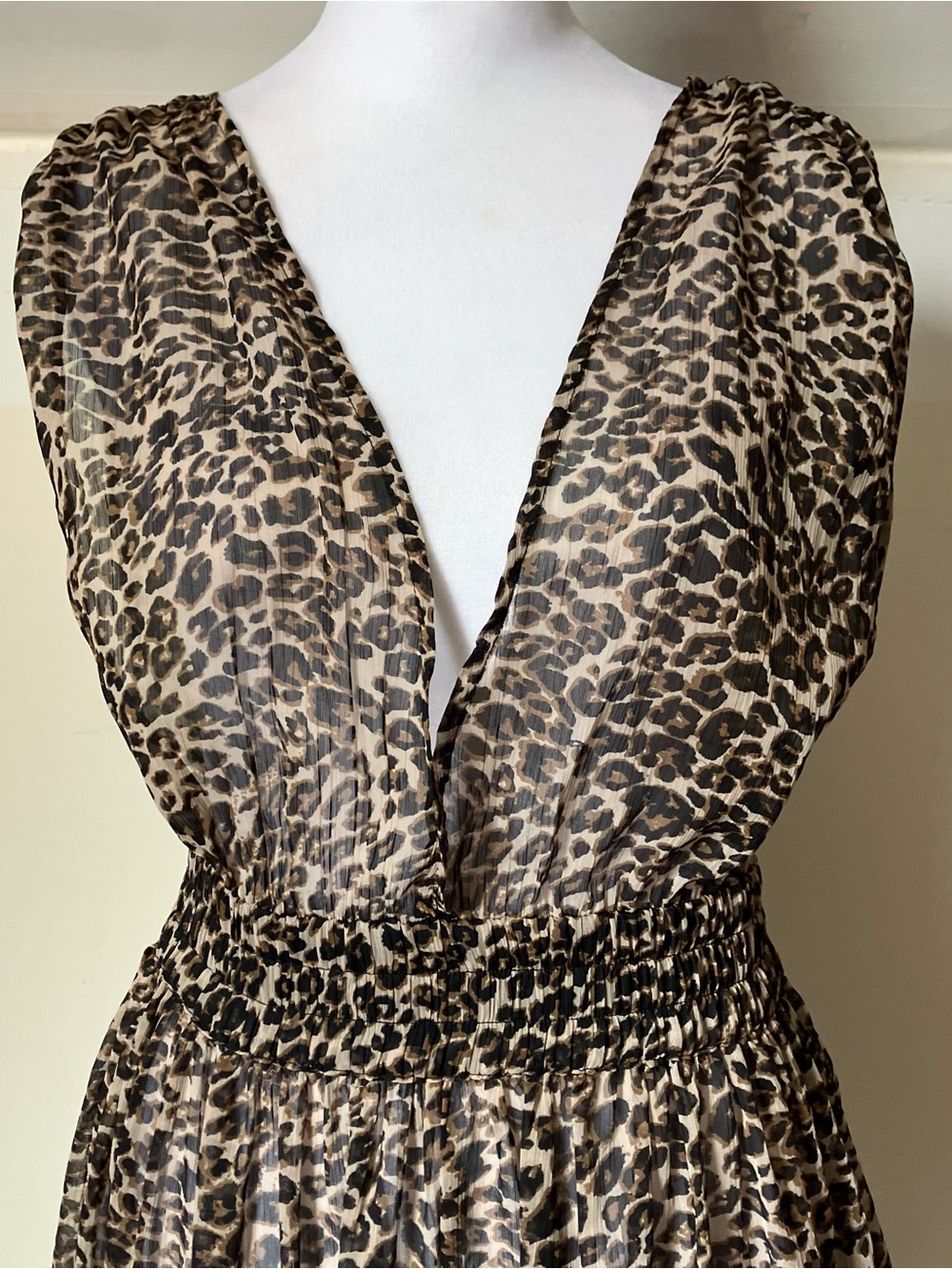 America & Beyond Leopard Print Maxi Cover Up Boho Beach Resort Dress size Medium - Picture 7 of 9